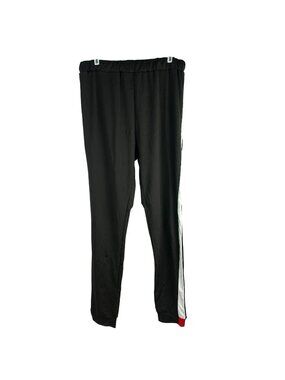 Black Athletic womens Track Pants XL With White Side Stripes Polyester Spandex